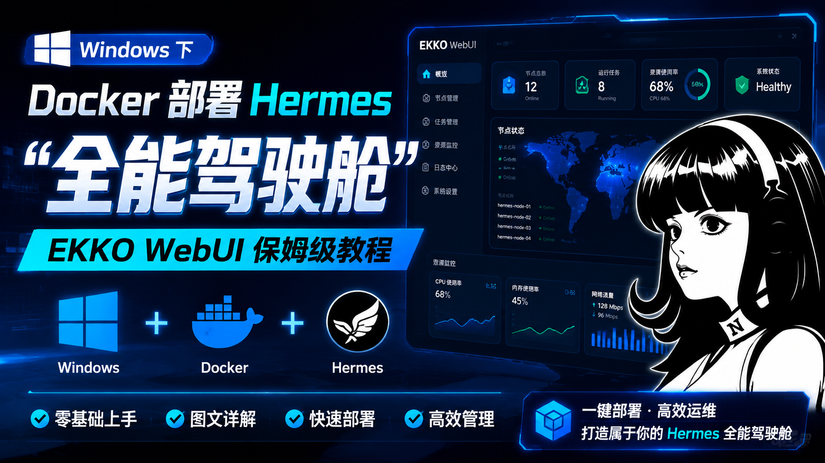 🚀 Windows下Docker部署Hermes“全能驾驶舱”：EKKO WebUI 保姆级教程 (E盘专属)
