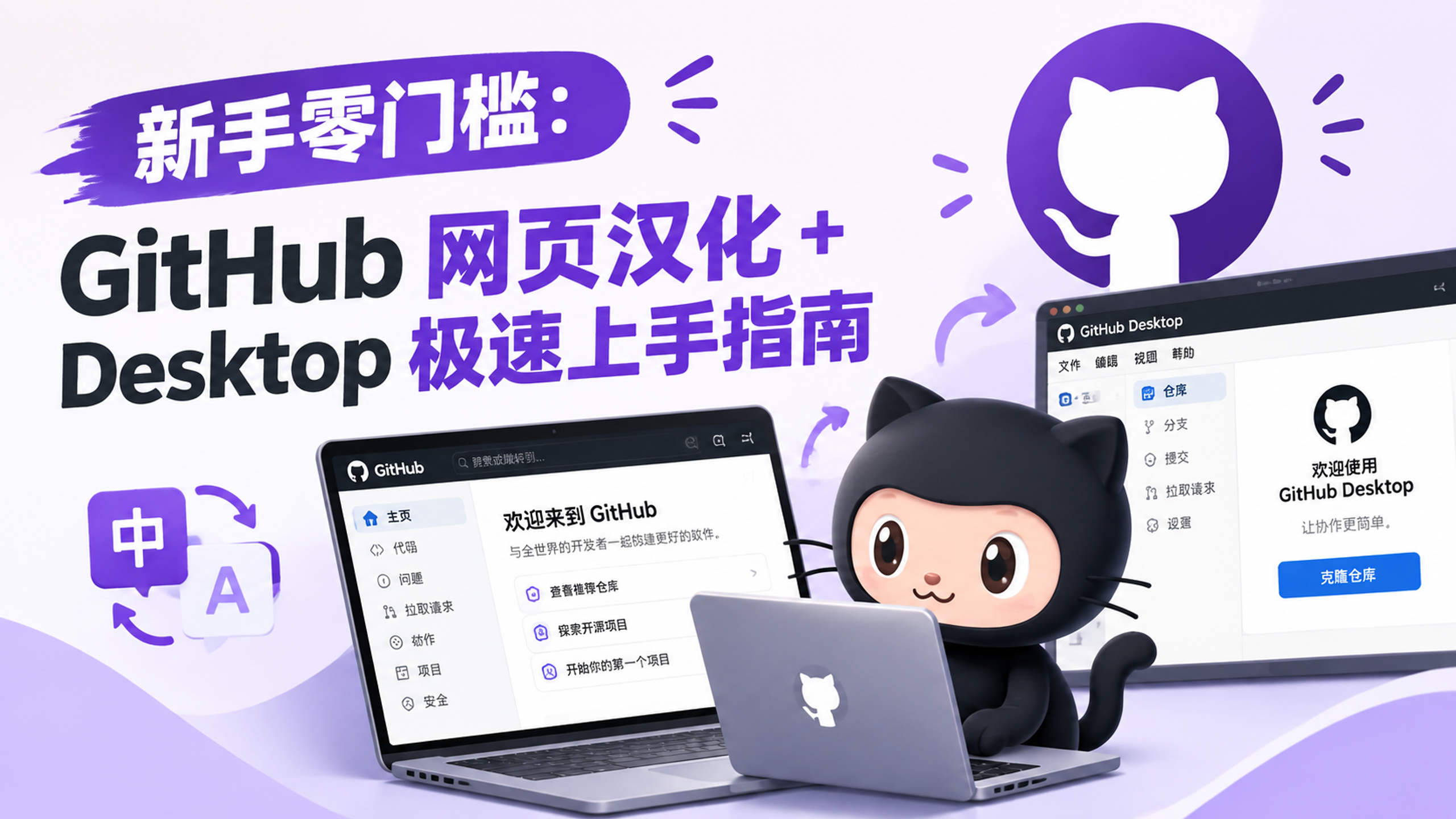 新手零门槛：GitHub 网页汉化 + Desktop 汉化极速上手指南